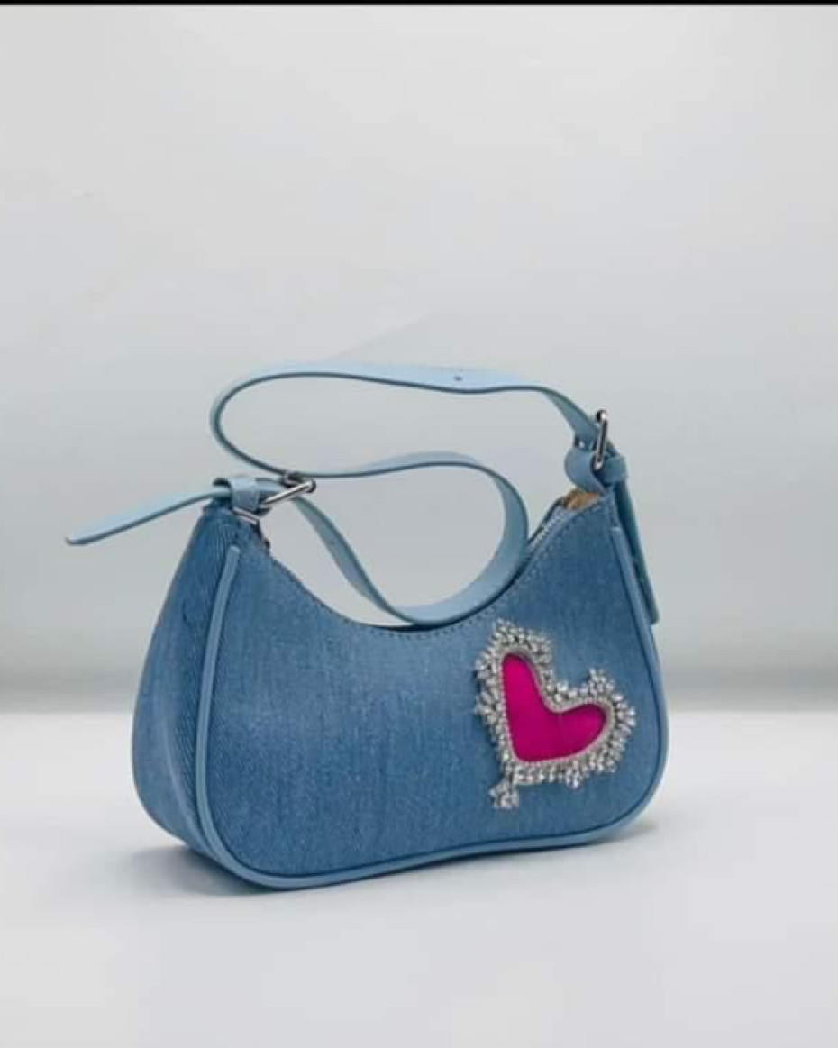 Denim heart bag
